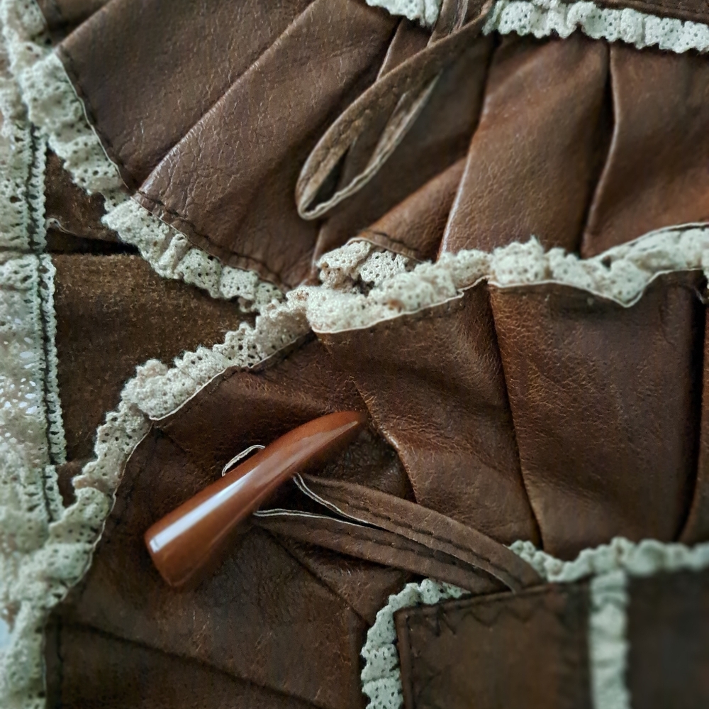Brown Ruffled Women's Jacket - Picture 8 of 12